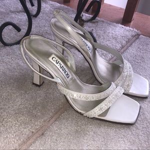 Cocktail hour shoes for the bride and bridesmaid